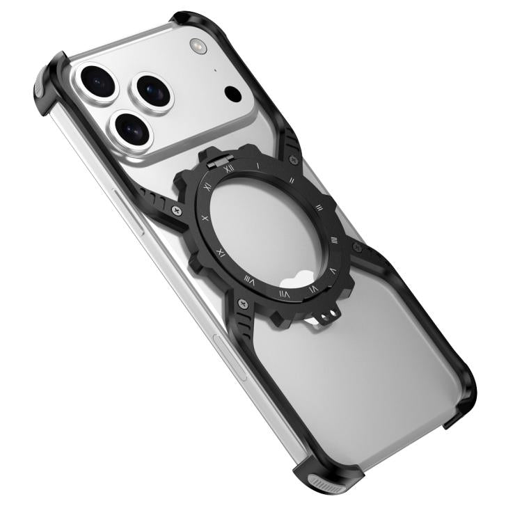 Mechanical Gear MagSafe Holder Borderless Metal Phone Case, For iPhone 17 Pro Max, For iPhone 17 Pro, For iPhone 17
