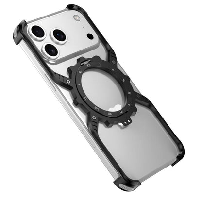 Mechanical Gear MagSafe Holder Borderless Metal Phone Case, For iPhone 17 Pro Max, For iPhone 17 Pro, For iPhone 17