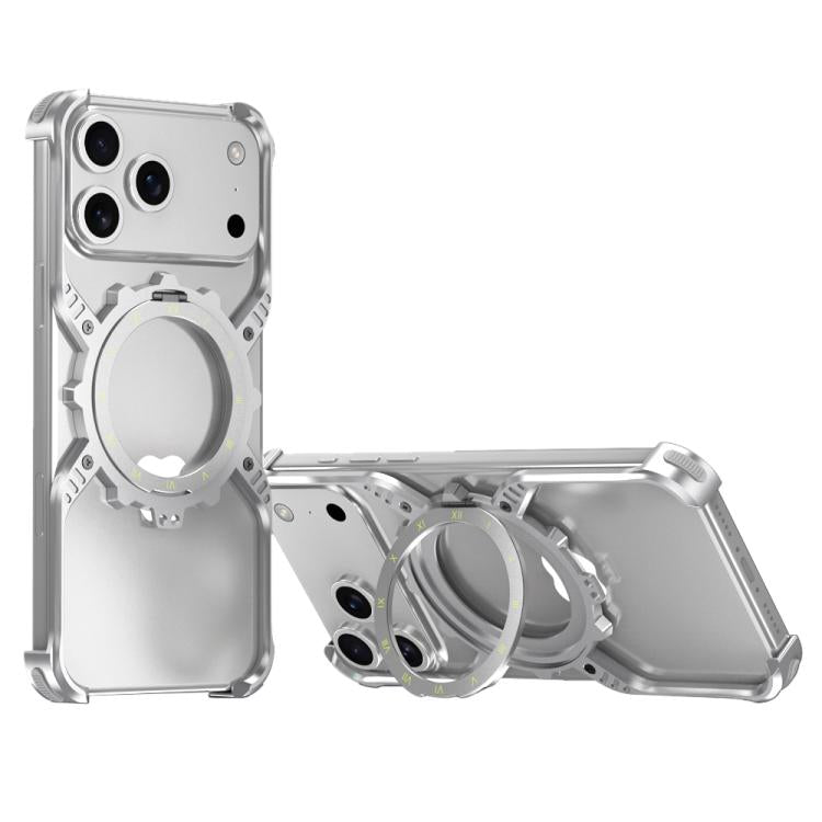Mechanical Gear MagSafe Holder Borderless Metal Phone Case, For iPhone 17 Pro Max, For iPhone 17 Pro, For iPhone 17