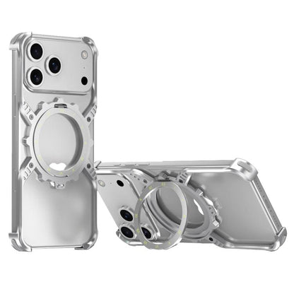 Mechanical Gear MagSafe Holder Borderless Metal Phone Case, For iPhone 17 Pro Max, For iPhone 17 Pro, For iPhone 17