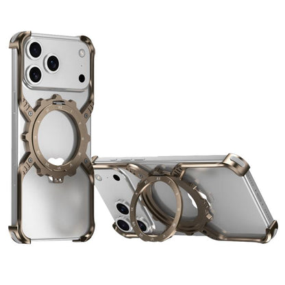 Mechanical Gear MagSafe Holder Borderless Metal Phone Case, For iPhone 17 Pro Max, For iPhone 17 Pro, For iPhone 17
