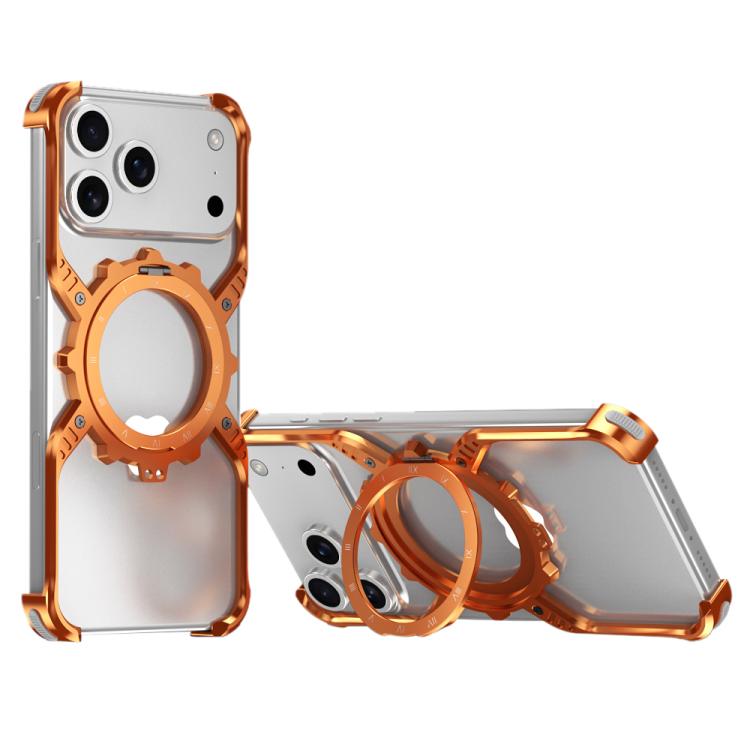 Mechanical Gear MagSafe Holder Borderless Metal Phone Case, For iPhone 17 Pro Max, For iPhone 17 Pro, For iPhone 17