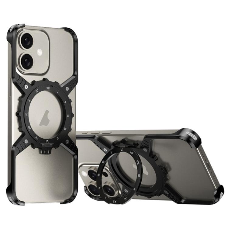 Mechanical Gear MagSafe Holder Borderless Metal Phone Case, For iPhone 17 Pro Max, For iPhone 17 Pro, For iPhone 17