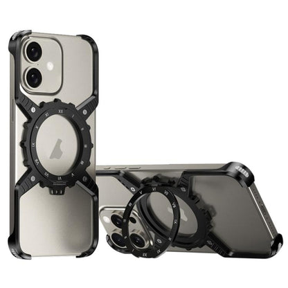 Mechanical Gear MagSafe Holder Borderless Metal Phone Case, For iPhone 17 Pro Max, For iPhone 17 Pro, For iPhone 17