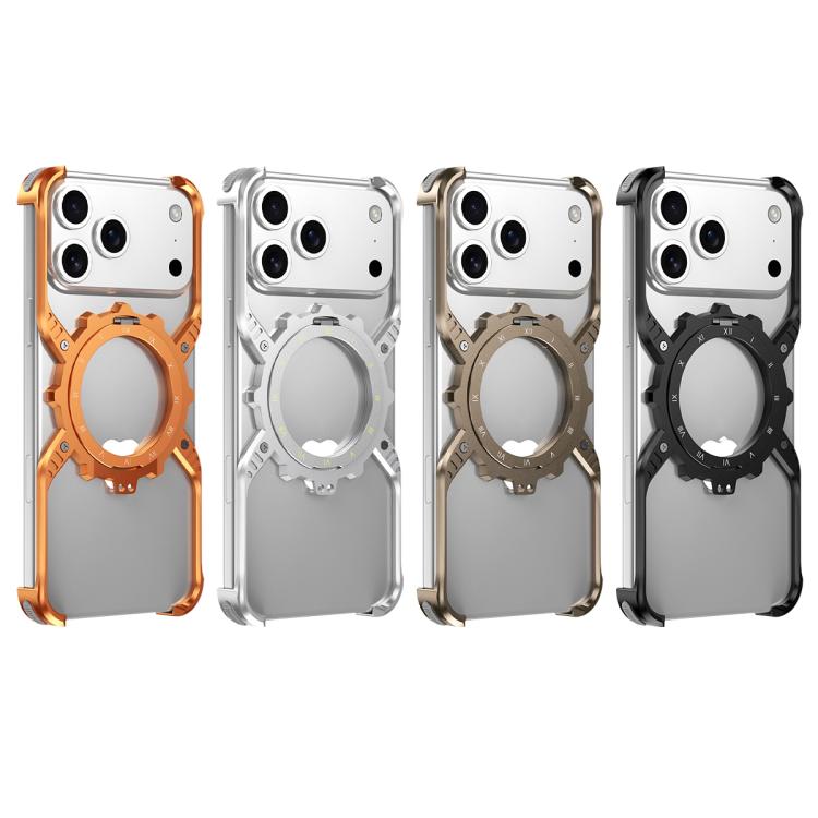 Mechanical Gear MagSafe Holder Borderless Metal Phone Case, For iPhone 17 Pro Max, For iPhone 17 Pro, For iPhone 17