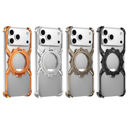 Mechanical Gear MagSafe Holder Borderless Metal Phone Case, For iPhone 17 Pro Max, For iPhone 17 Pro, For iPhone 17