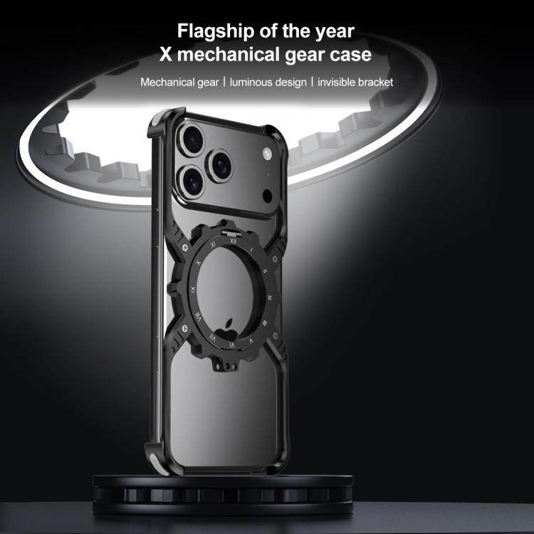 Mechanical Gear MagSafe Holder Borderless Metal Phone Case, For iPhone 17 Pro Max, For iPhone 17 Pro, For iPhone 17