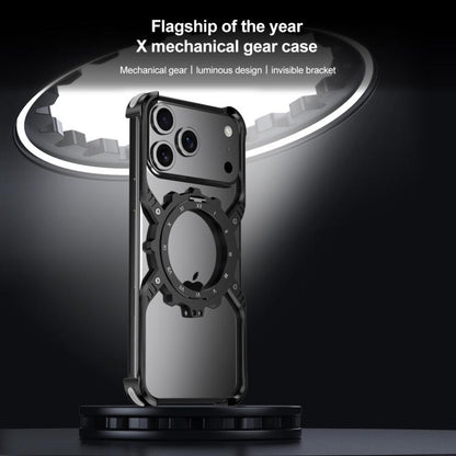Mechanical Gear MagSafe Holder Borderless Metal Phone Case, For iPhone 17 Pro Max, For iPhone 17 Pro, For iPhone 17