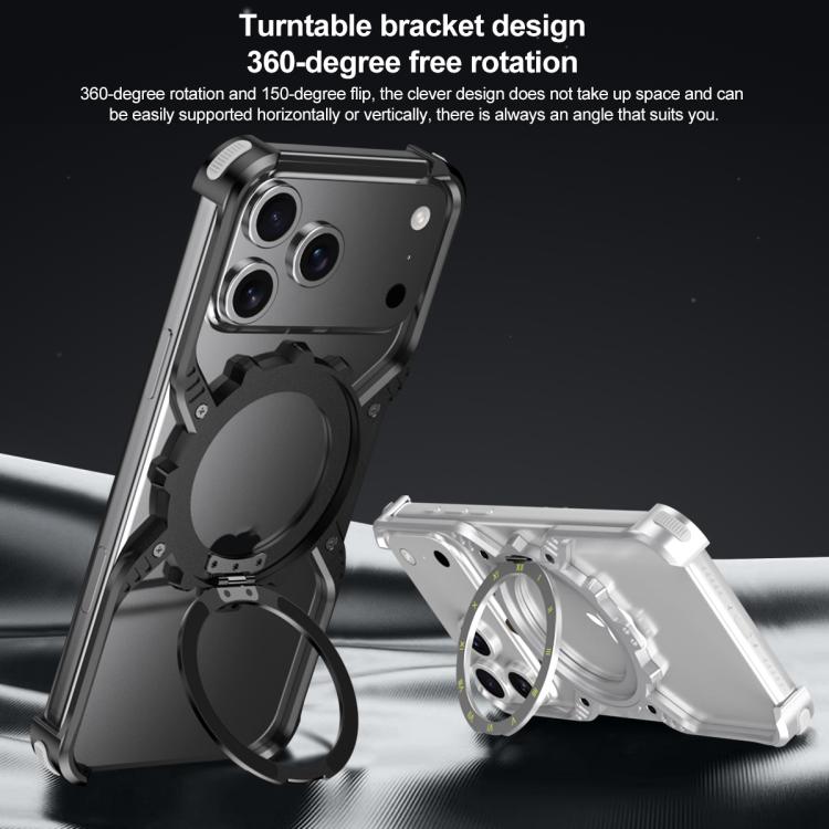 Mechanical Gear MagSafe Holder Borderless Metal Phone Case, For iPhone 17 Pro Max, For iPhone 17 Pro, For iPhone 17