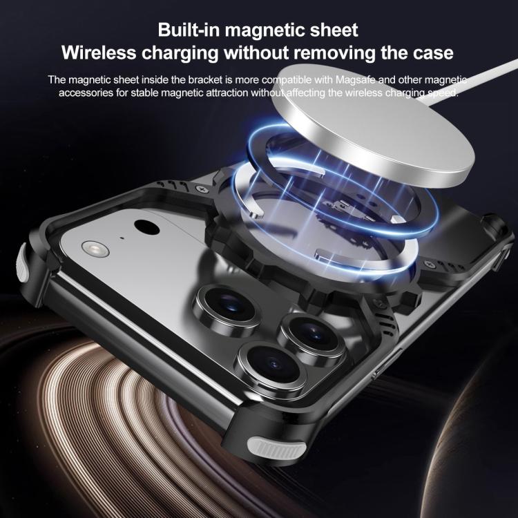Mechanical Gear MagSafe Holder Borderless Metal Phone Case, For iPhone 17 Pro Max, For iPhone 17 Pro, For iPhone 17