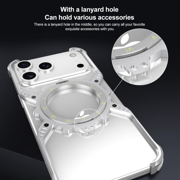 Mechanical Gear MagSafe Holder Borderless Metal Phone Case, For iPhone 17 Pro Max, For iPhone 17 Pro, For iPhone 17