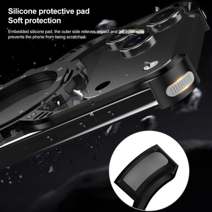 Mechanical Gear MagSafe Holder Borderless Metal Phone Case, For iPhone 17 Pro Max, For iPhone 17 Pro, For iPhone 17